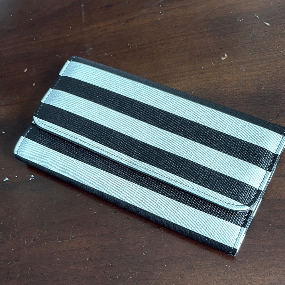 NWT Kut from the Kloth Black & White Striped Wallet, 7.5”X1”X4”